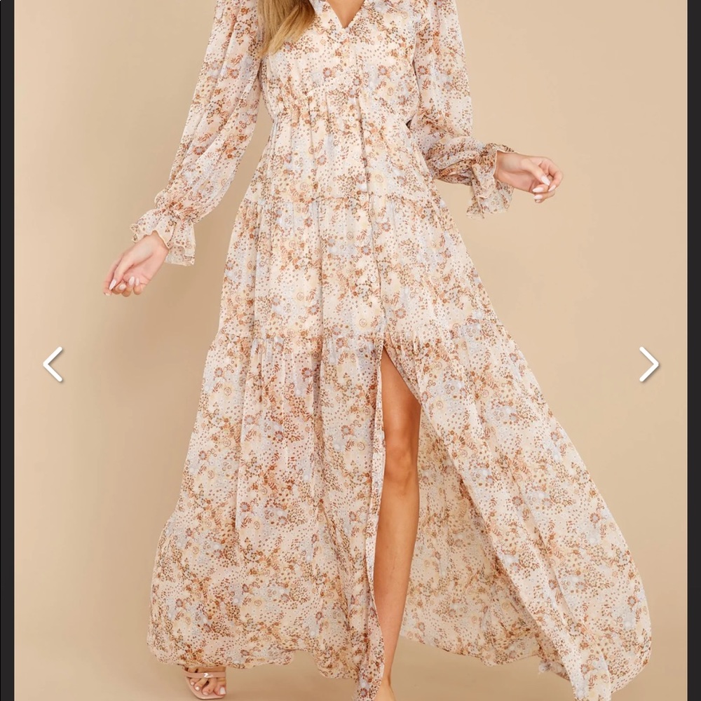Simply Stated Beige Floral Print Maxi Dress